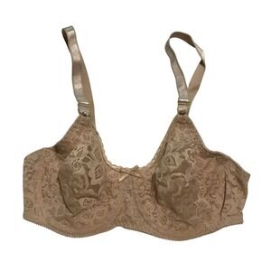 Bali 3432 Full Coverage Lace Bra Women's 34C Tan Underwire Adjustable Straps